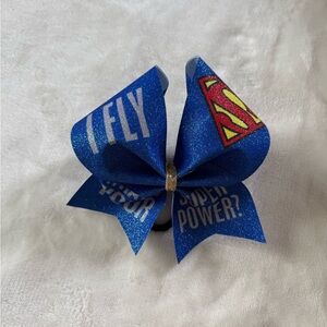 Superman blue flyer cheer Bow
